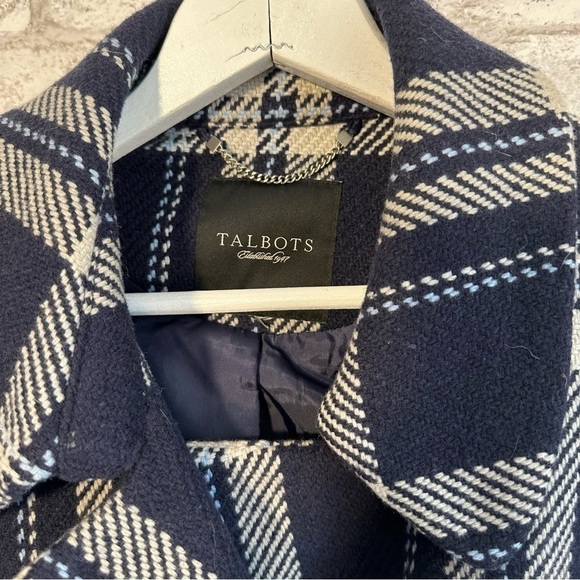 TALBOT’S‎ Women’s Plaid Navy Blue Winter Wool Blend Jacket - Picture 4 of 6